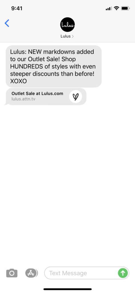 Lulus Text Message Marketing Example - 07.24.2020