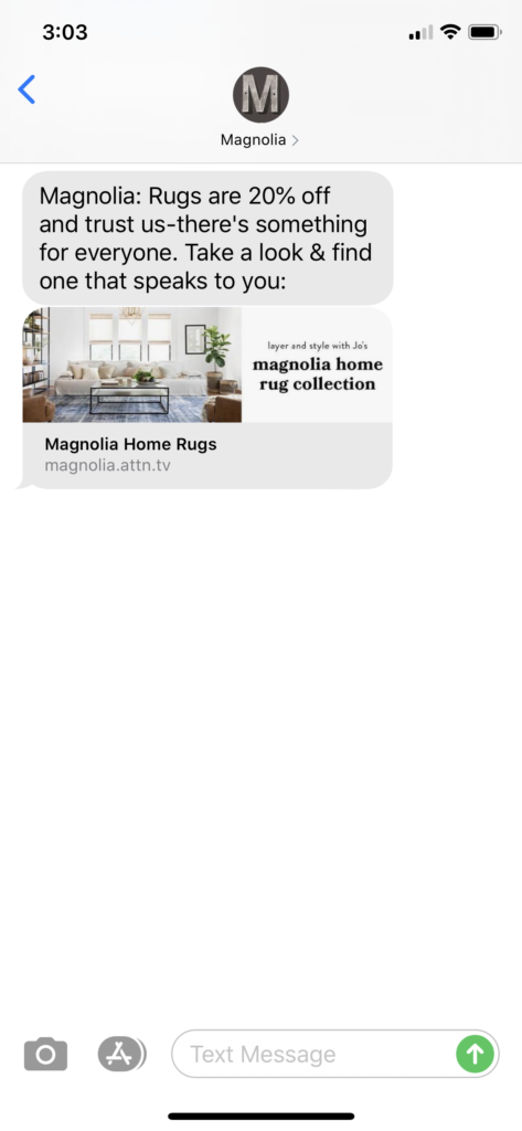 Magnolia Text Message Marketing Example - 06.27.2020
