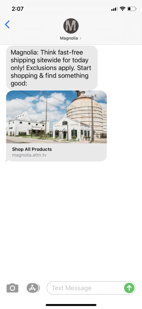 Magnolia Text Message Marketing Example - 07.08.2020