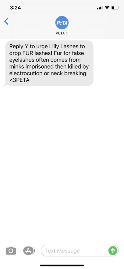 PETA Text Message Marketing Example - 07.16.2020