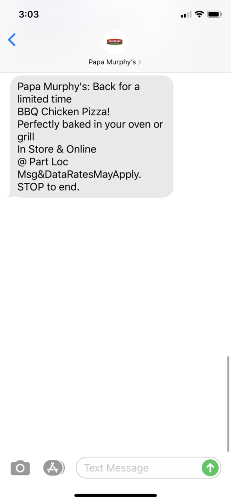 Papa Murphy’s Text Message Marketing Example - 06.27.2020