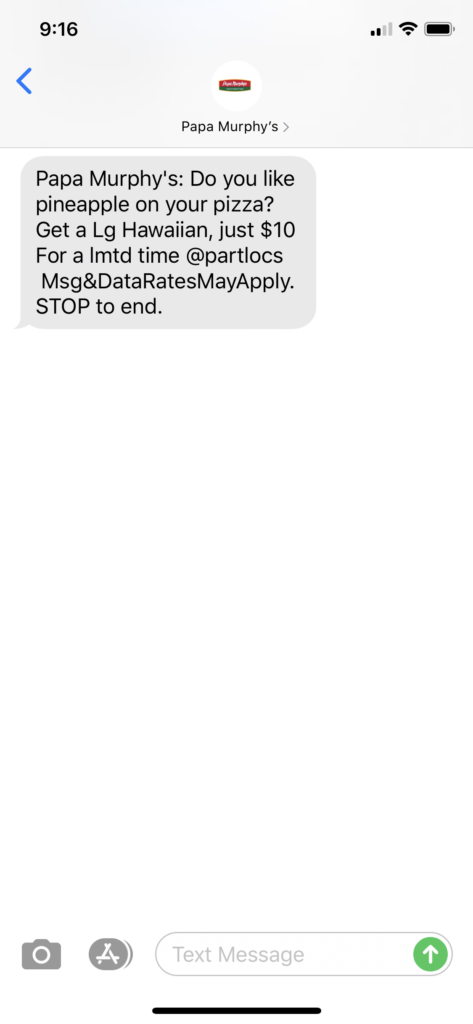 Papa Murphy’s Text Message Marketing Example - 07.02.2020