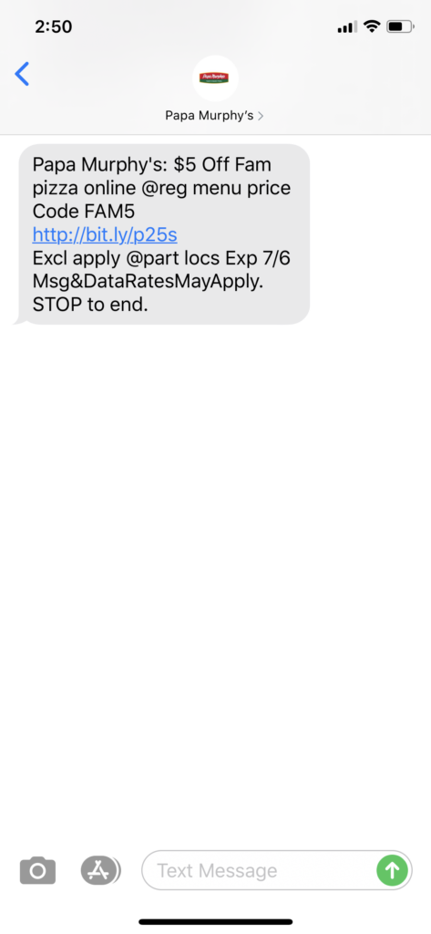 Papa Murphy’s Text Message Marketing Example - 07.06.2020