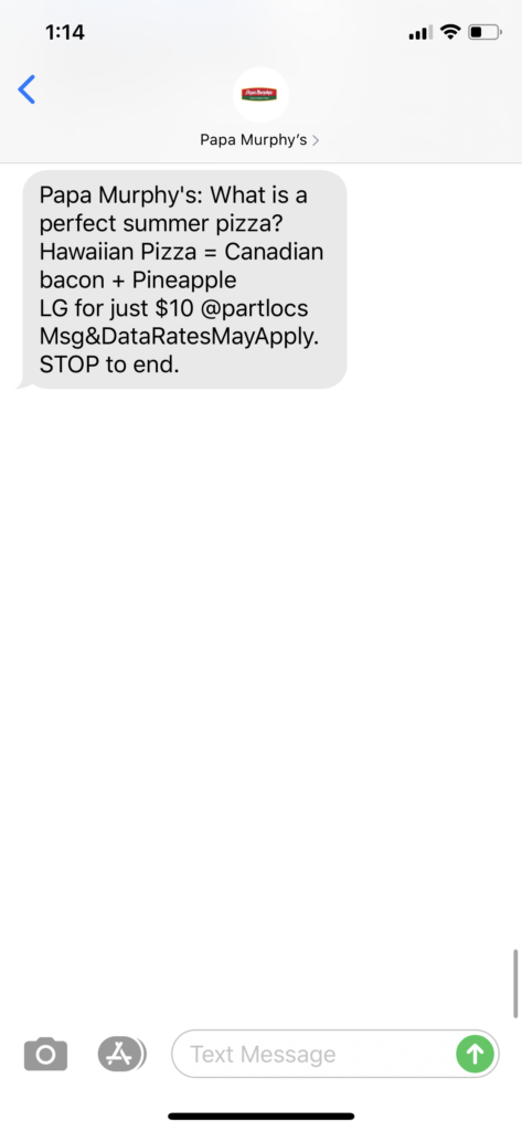 Papa Murphy’s Text Message Marketing Example - 07.12.2020