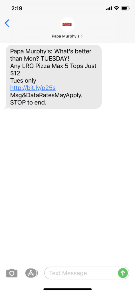 Papa Murphy’s Text Message Marketing Example - 07.14.2020