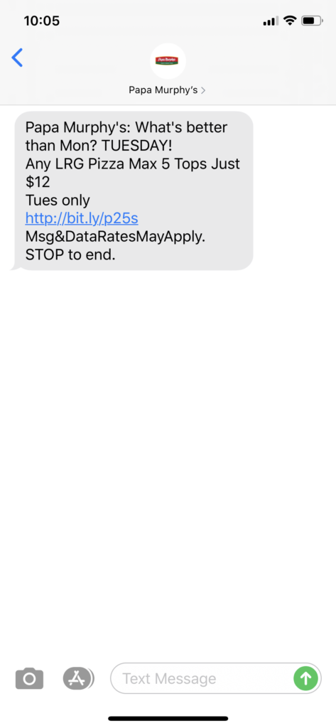 Papa Murphy’s Text Message Marketing Example - 07.28.2020