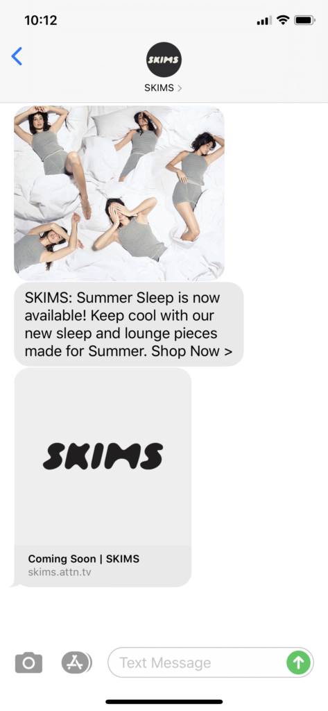 Skims Text Message Marketing Example - 06.23.2020