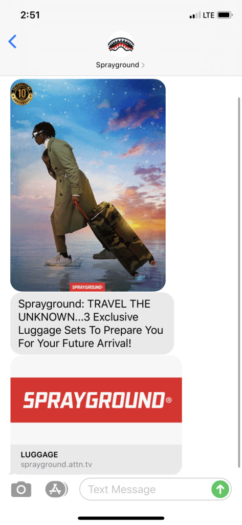 Sprayground Text Message Marketing Example - 06.28.2020