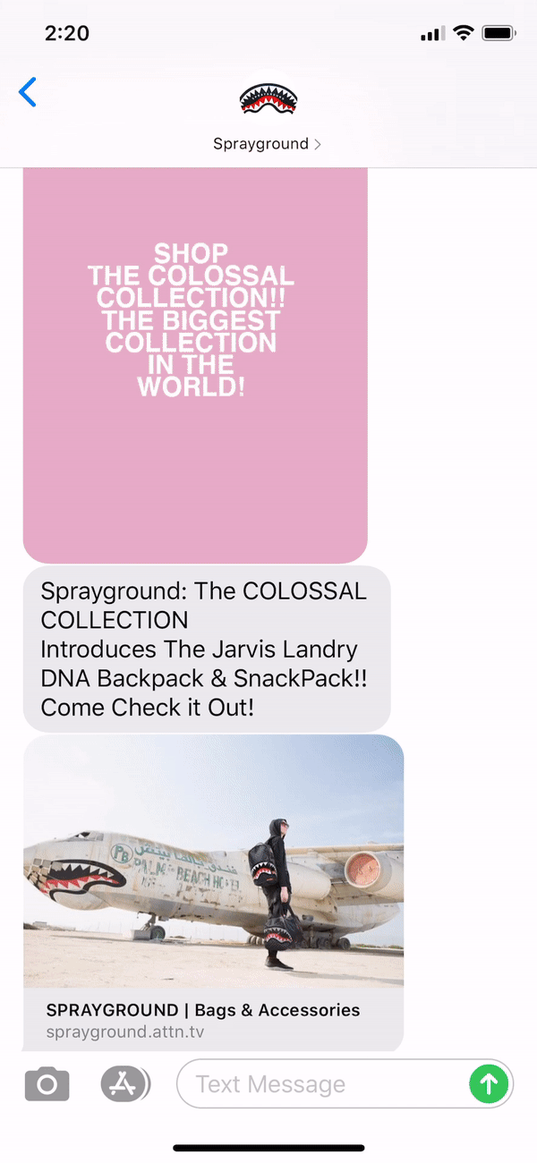 Sprayground Text Message Marketing Example - 07.26.2020