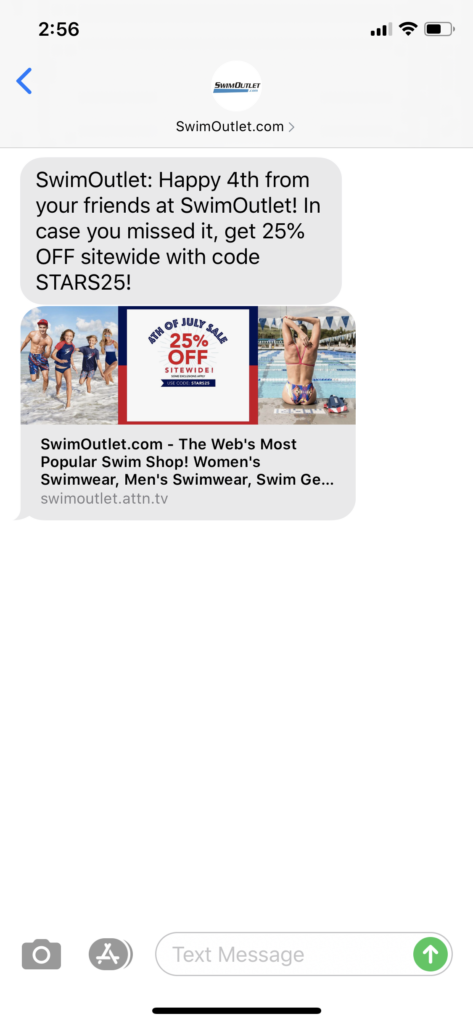 Swim Outlet Text Message Marketing Example - 07.06.2020