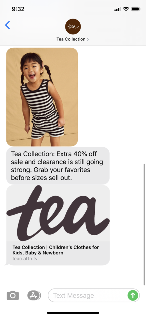 Tea Collection Text Message Marketing Example - 07.01.2020
