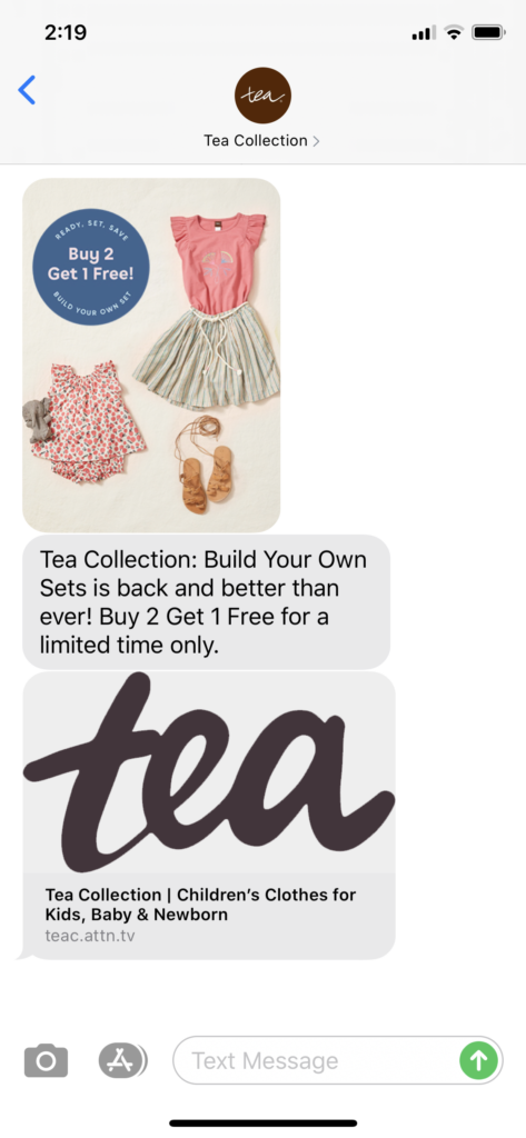 Tea Collection Text Message Marketing Example - 07.26.2020