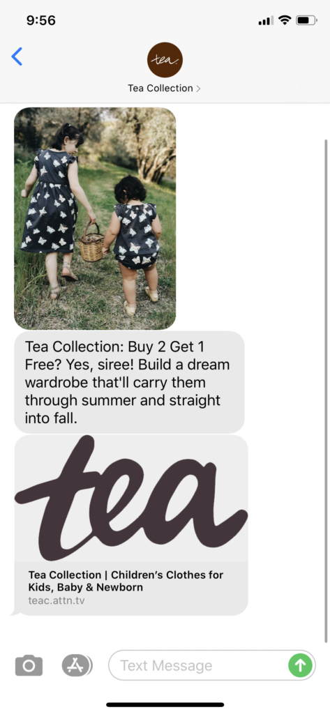 Tea Collection Text Message Marketing Example - 07.28.2020