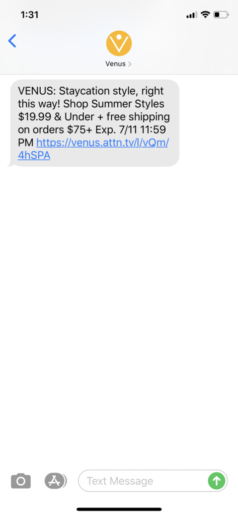 Venus Text Message Marketing Example - 07.11.2020