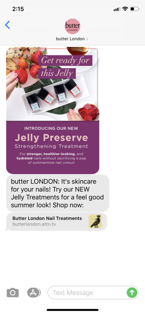 butter London Text Message Marketing Example - 07.17.2020