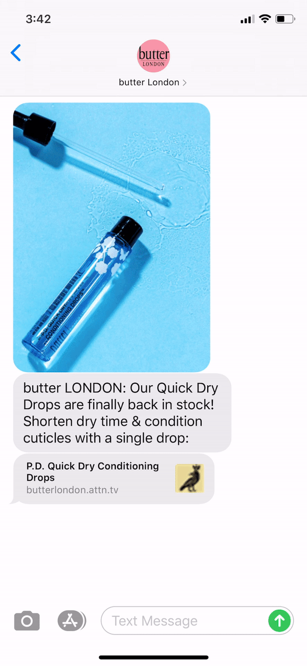 butter London Text Message Marketing Example - 07.22.2020