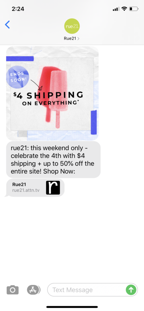 rue21 Text Message Marketing Example - 07.03.2020