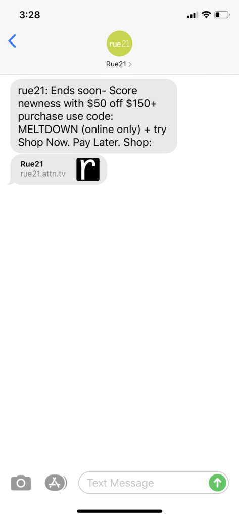 rue21 Text Message Marketing Example - 07.16.2020