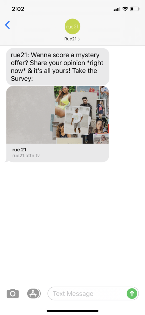 rue21 Text Message Marketing Example - 07.21.2020