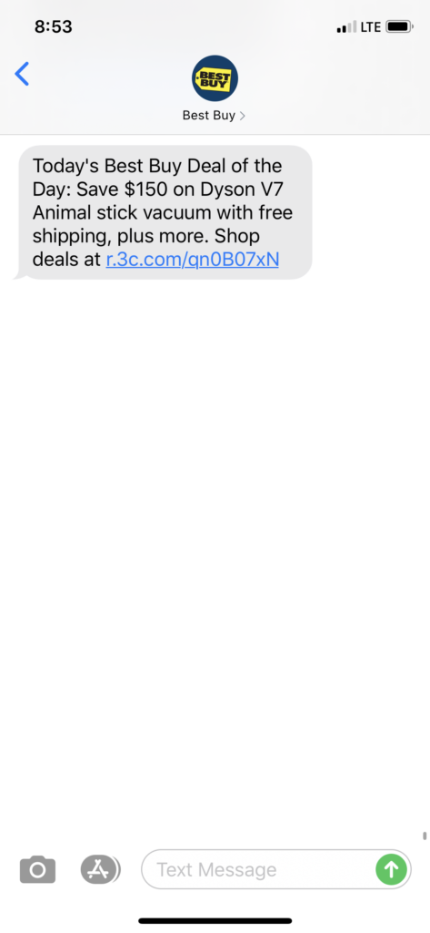 Best Buy Text Message Marketing Example - 08.05.2020