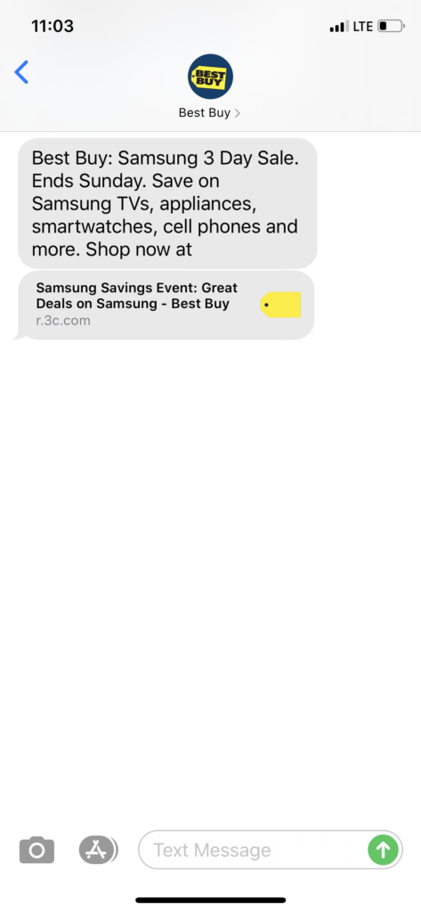 Best Buy Text Message Marketing Example2 - 08.01.2020