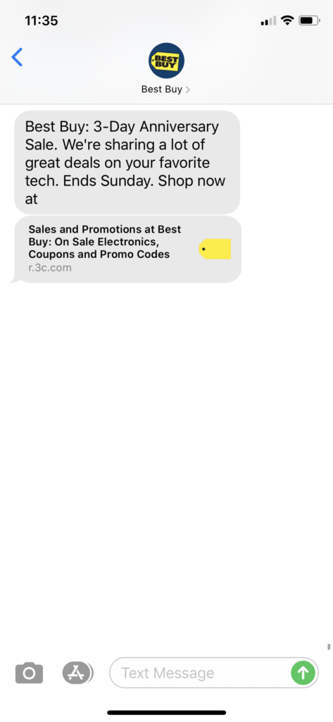 Best Buy Text Message Marketing Example2 - 08.15.2020