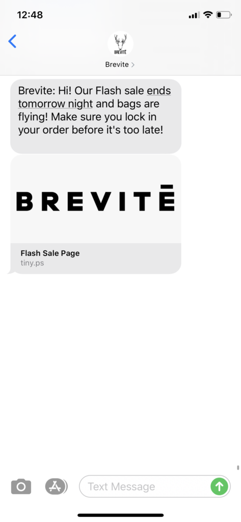 Brevite Text Message Marketing Example - 07.30.2020