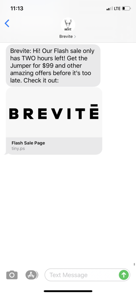 Brevite Text Message Marketing Example3 - 07.31.2020