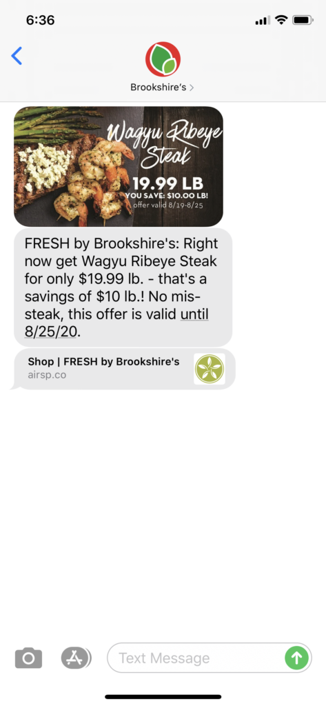 Brookshire’s Text Message Marketing Example - 08.20.2020