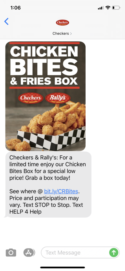 Checkers Text Message Marketing Example - 07.29.2020