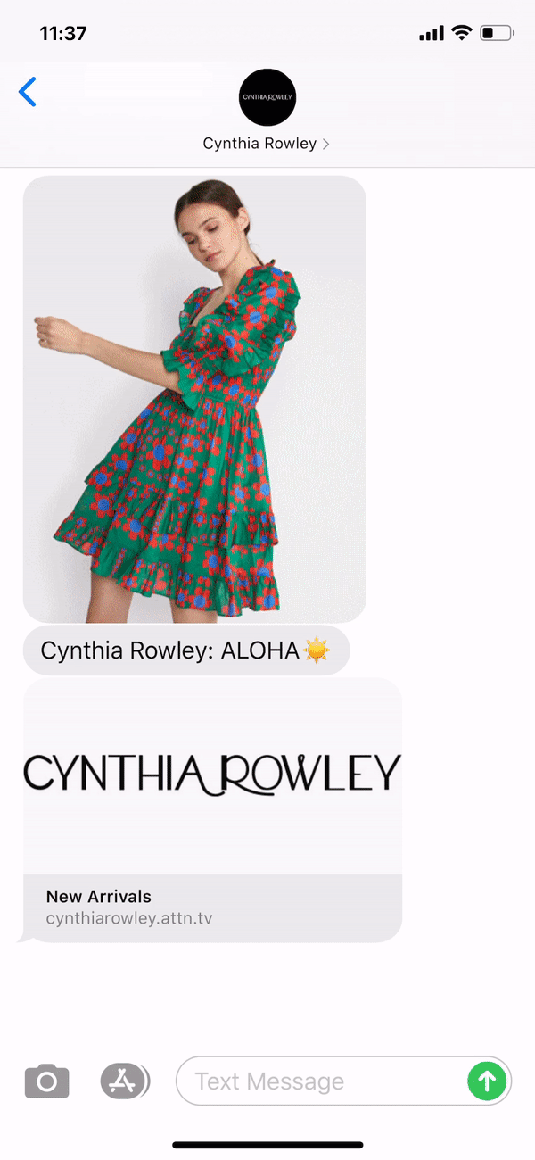 Cynthia Rowley Text Message Marketing Example - 08.15.2020