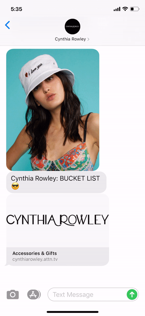 Cynthia Rowley Text Message Marketing Example - 08.22.2020