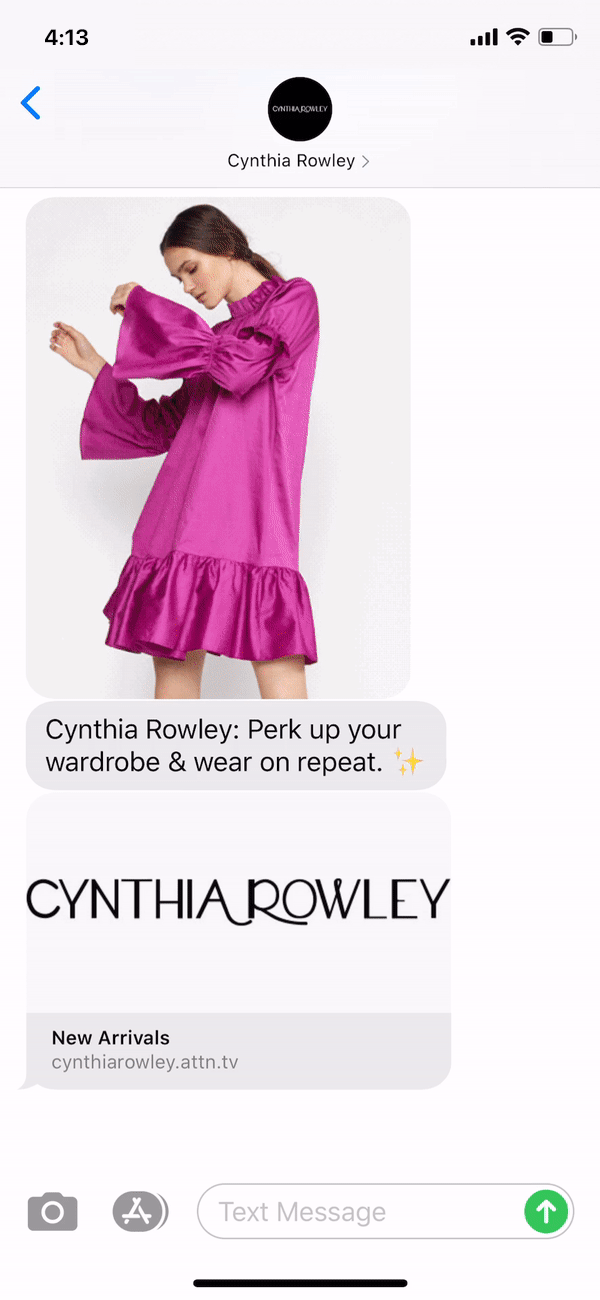Cynthia Rowley Text Message Marketing Example - 08.23.2020