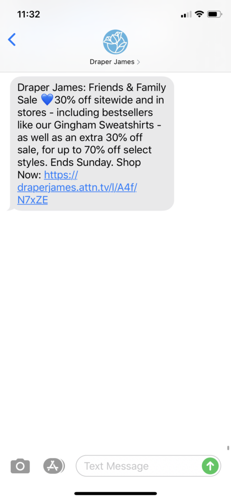 Draper James Text Message Marketing Example - 08.15.2020