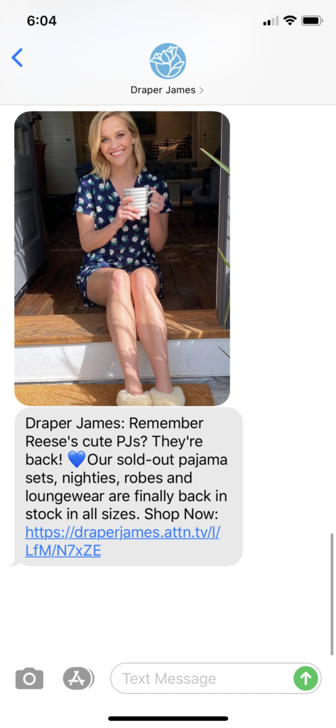 Draper James Text Message Marketing Example - 08.26.2020