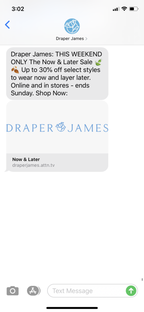 Draper James Text Message Marketing Example - 08.28.2020