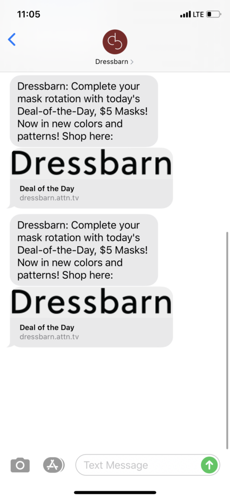 Dressbarn Text Message Marketing Example - 08.01.2020