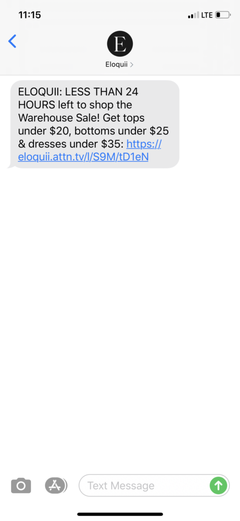Eloquii Text Message Marketing Example - 07.31.2020