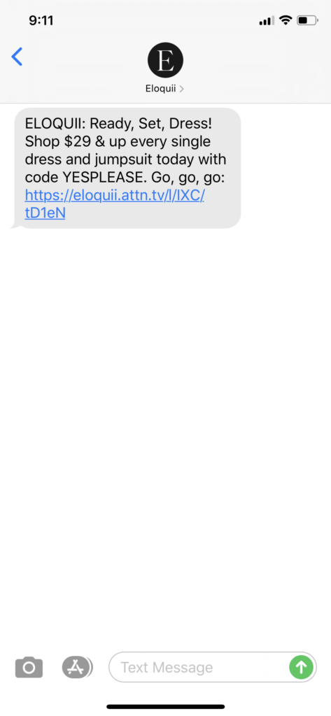 Eloquii Text Message Marketing Example - 08.10.2020