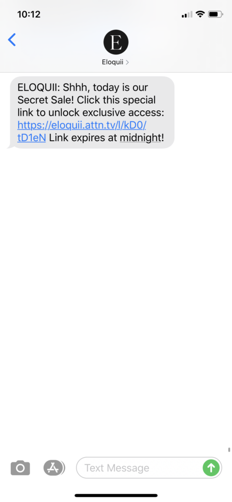 Eloquii Text Message Marketing Example - 08.18.2020