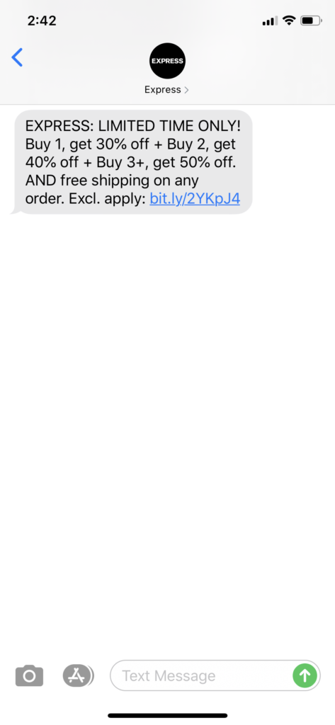 Express Text Message Marketing Example - 08.29.2020