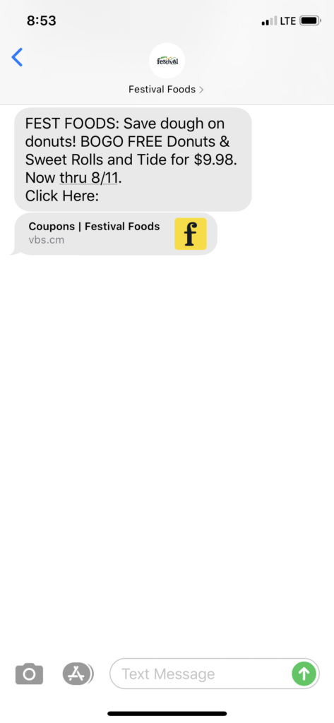 Festival Foods Text Message Marketing Example - 08.05.2020