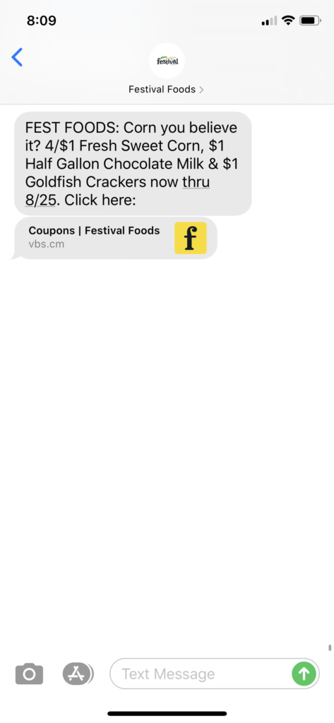Festival Foods Text Message Marketing Example - 08.19.2020