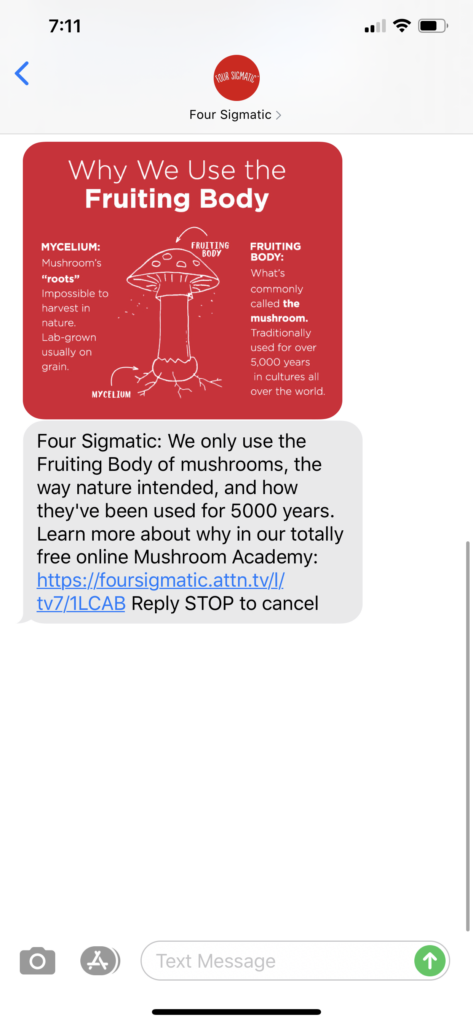 Four Sigmatic Text Message Marketing Example - 08.10.2020