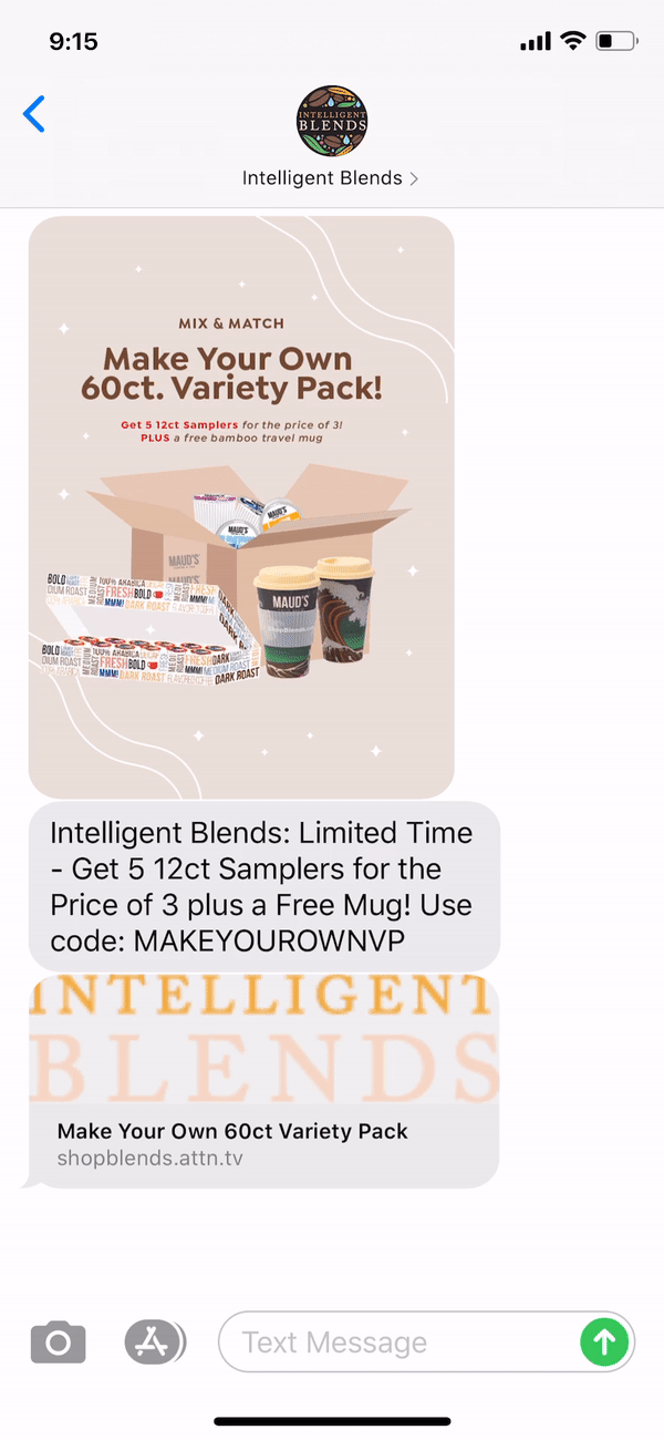 Intelligent Blends Text Message Marketing Example - 08.10.2020