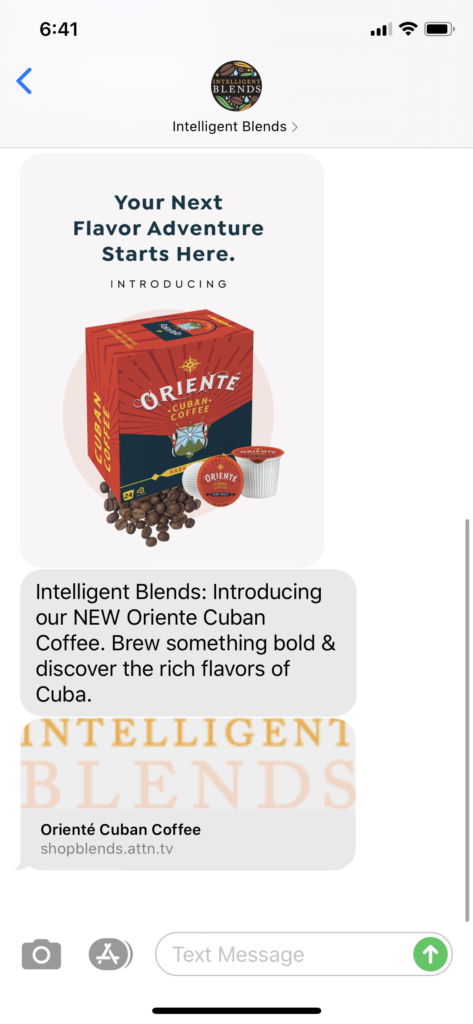 Intelligent Blends Text Message Marketing Example - 08.20.2020