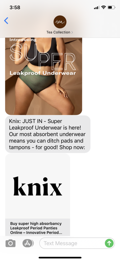 Knix Text Message Marketing Example - 08.25.2020