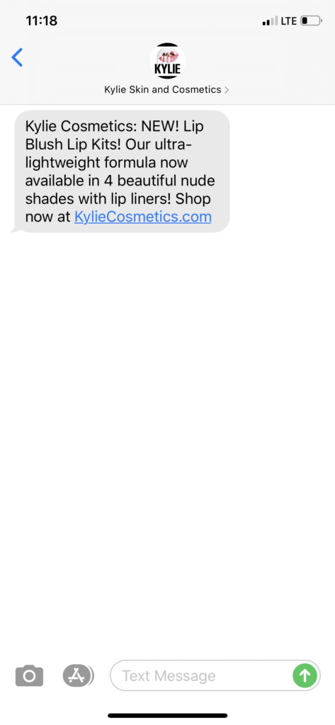 Kylie Cosmetics Text Message Marketing Example - 07.31.2020