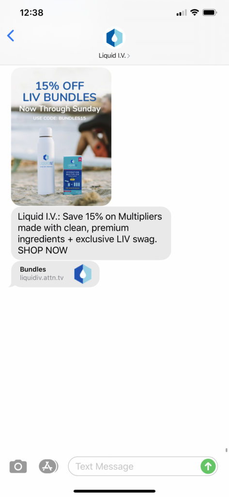Liquid IV Text Message Marketing Example - 08.28.2020
