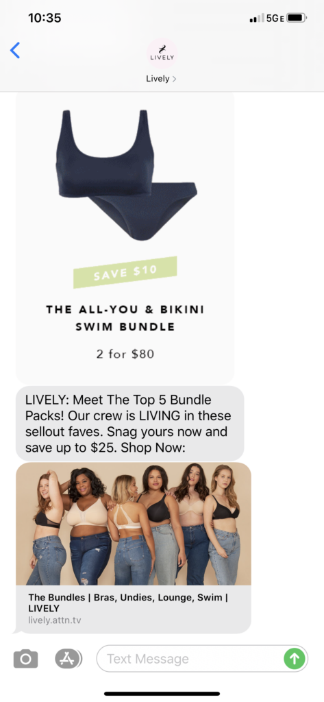 Lively Text Message Marketing Example - 07.31.2020